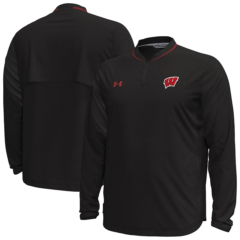 Veste à manches longues et quart de zip Under Armour Wisconsin Badgers Motivate pour homme