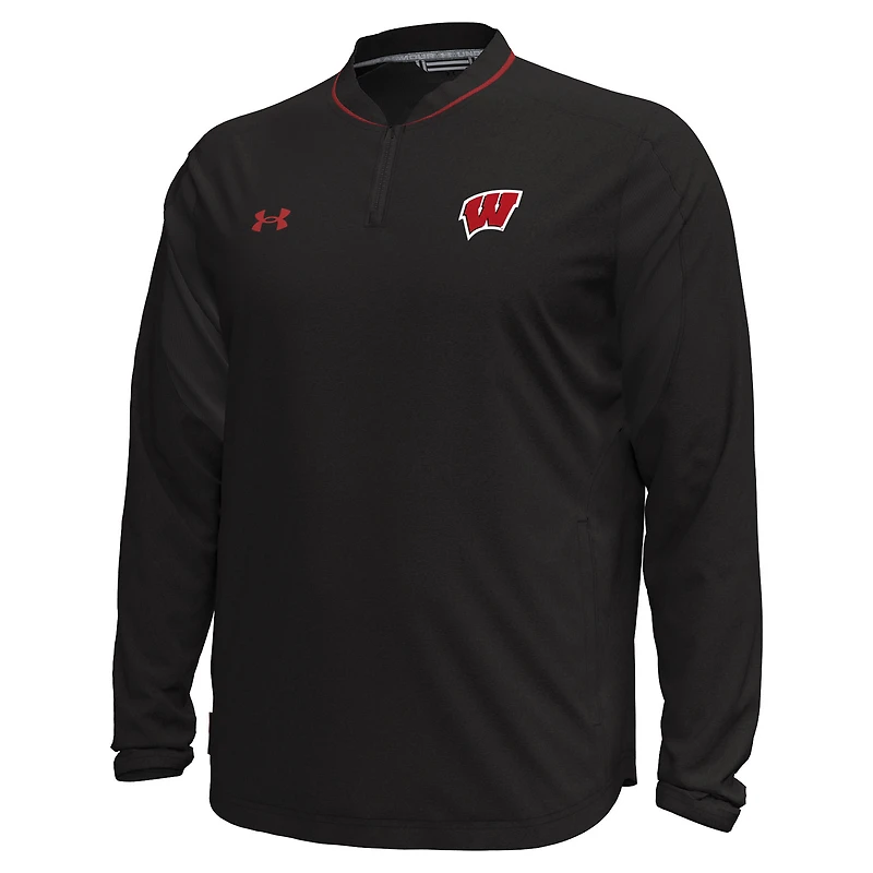 Veste à manches longues et quart de zip Under Armour Wisconsin Badgers Motivate pour homme