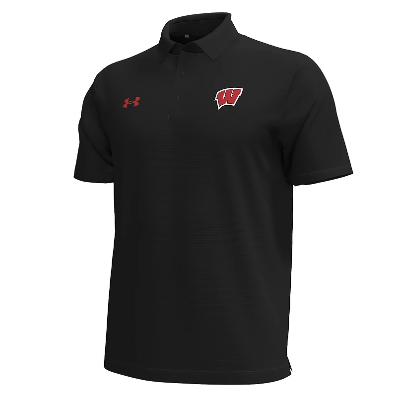 Polo Performance à rayures sur la poitrine pour homme Under Armour Black Wisconsin Badgers Playoff