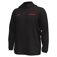 Men's Under Armour Black Wisconsin Badgers Rival Stretch Woven Full-Zip Hoodie Jacket