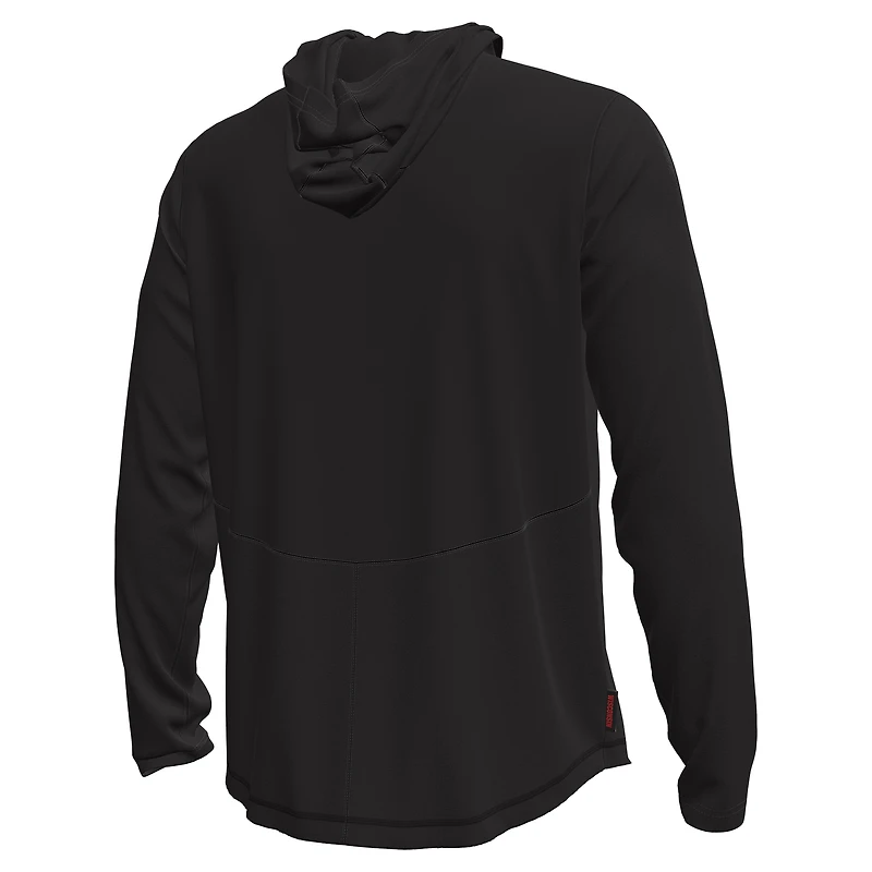 Men's Under Armour  Black Wisconsin Badgers Sideline Knockout Long-Sleeve Hooded T-Shirt