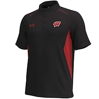 Men's Under Armour  Black Wisconsin Badgers Title Performance Polo