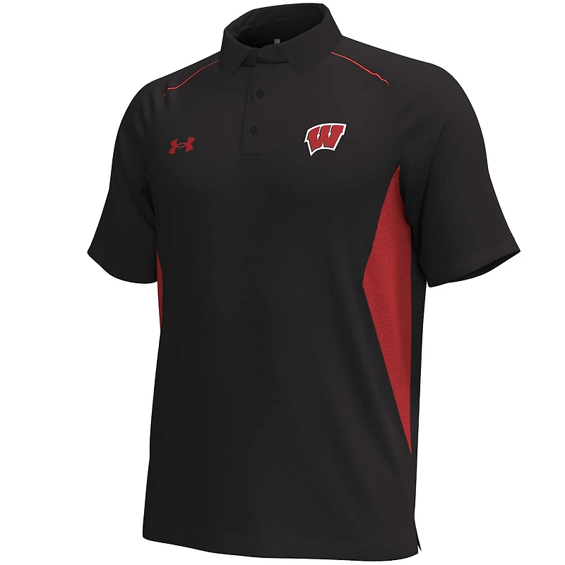 Polo Performance Title pour homme Under Armour rouge Wisconsin Badgers