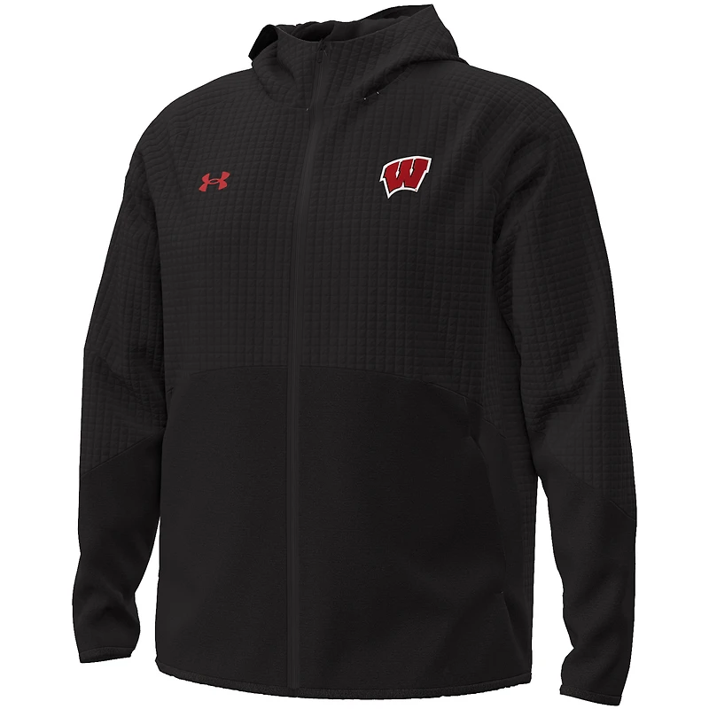 Men's Under Armour Black Wisconsin Badgers Unstoppable Raglan Full-Zip Jacket