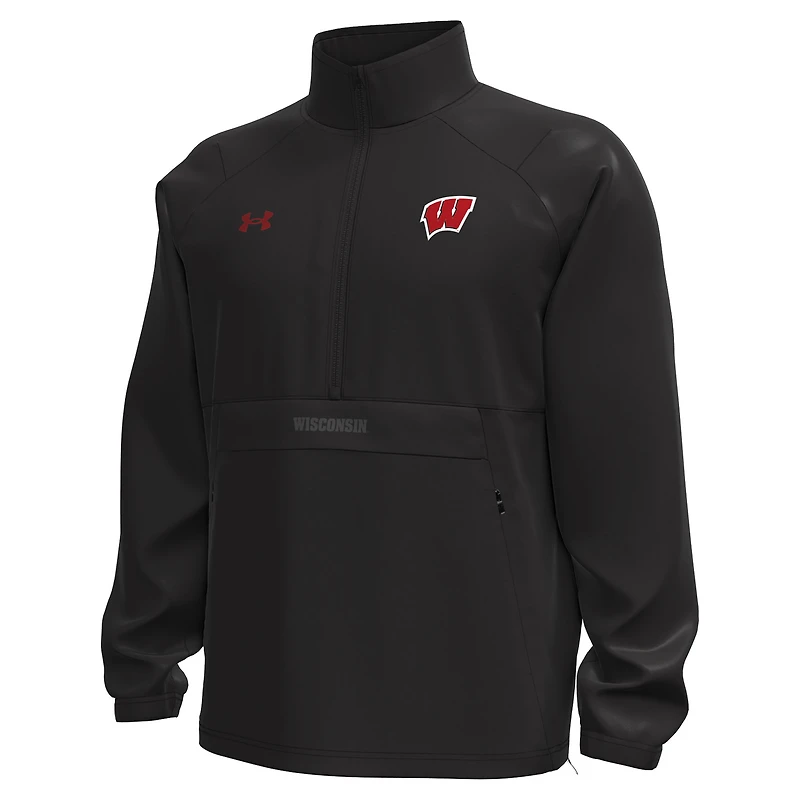 Veste anorak tissé Storm Tech demi-zip Under Armour noire Wisconsin Badgers Unstoppable pour homme