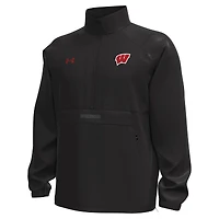 Veste anorak tissé Storm Tech demi-zip Under Armour noire Wisconsin Badgers Unstoppable pour homme