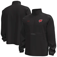Veste anorak tissé Storm Tech demi-zip Under Armour noire Wisconsin Badgers Unstoppable pour homme