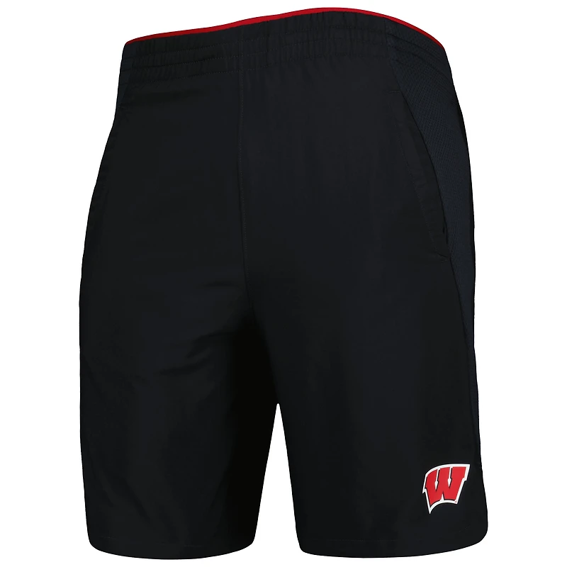 Short tissé Wisconsin Badgers Under Armour pour homme noir