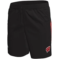 Short tissé noir Wisconsin Badgers Under Armour pour homme