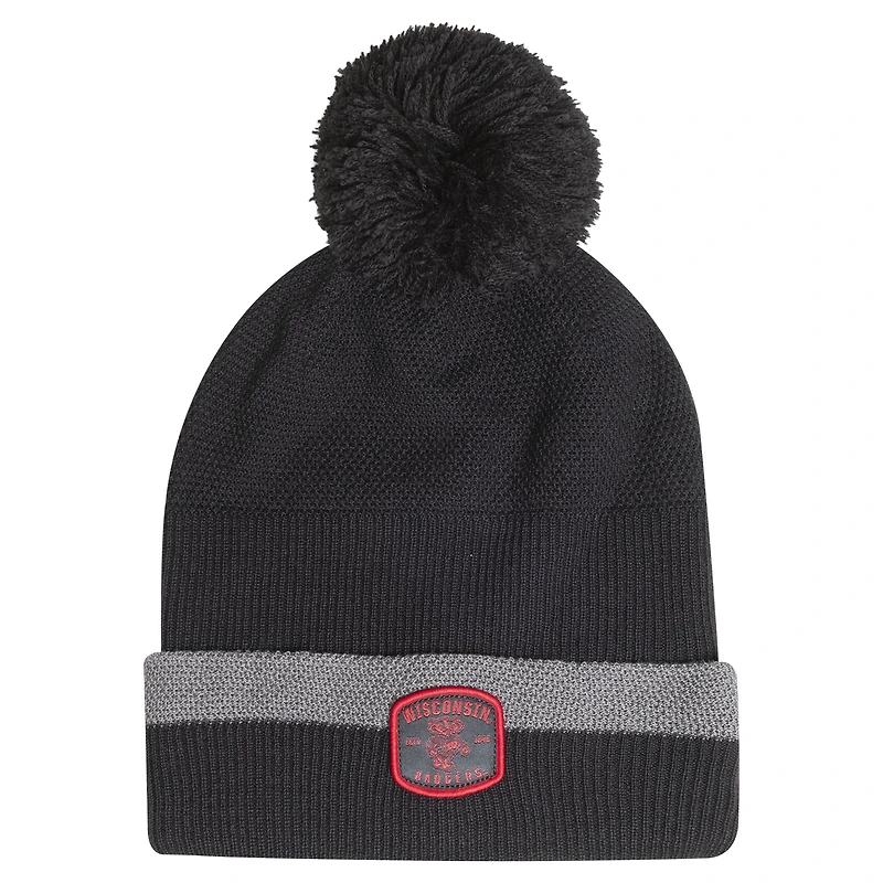 Men's Under Armour Charcoal Wisconsin Badgers Freedom Collection Cuffed Knit Hat with Pom