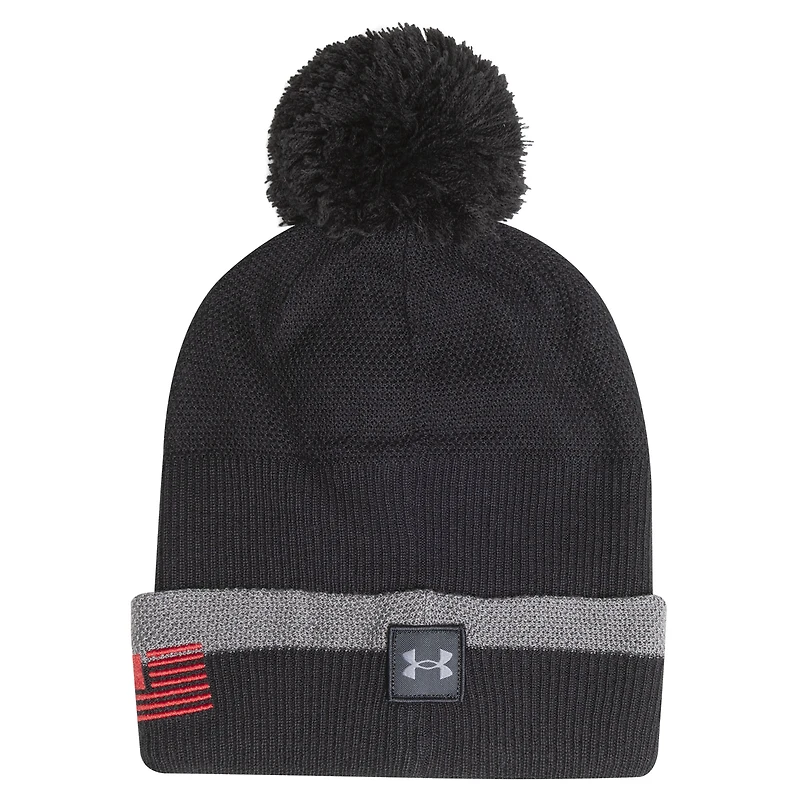 Men's Under Armour Charcoal Wisconsin Badgers Freedom Collection Cuffed Knit Hat with Pom