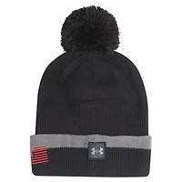 Men's Under Armour Charcoal Wisconsin Badgers Freedom Collection Cuffed Knit Hat with Pom