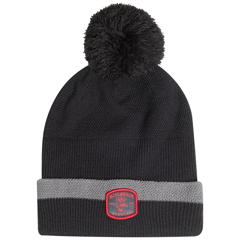 Men's Under Armour Charcoal Wisconsin Badgers Freedom Collection Cuffed Knit Hat with Pom