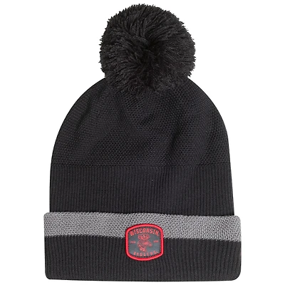 Men's Under Armour Charcoal Wisconsin Badgers Freedom Collection Cuffed Knit Hat with Pom