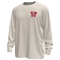 T-shirt à manches longues épais Under Armour pour homme, couleur crème, Wisconsin Badgers, Throwback Motion
