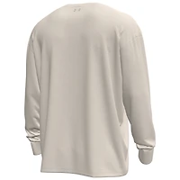 T-shirt à manches longues épais Under Armour pour homme, couleur crème, Wisconsin Badgers, Throwback Motion
