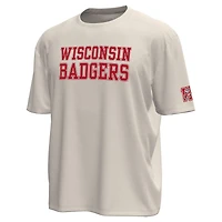 Men's Under Armour Cream Wisconsin Badgers Throwback Motion Heavyweight T-Shirt