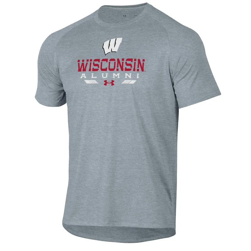 T-shirt technique gris Under Armour pour homme, Wisconsin Badgers Alumni