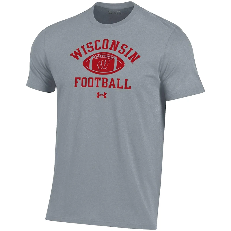 T-shirt Under Armour Gris Wisconsin Badgers Football Practice Performance pour homme