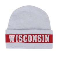 Men's Under Armour  Gray Wisconsin Badgers Jacquard Cuffed Knit Hat