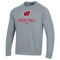 Sweat-shirt en molleton Raglan Basketball Rival gris Under Armour pour homme, Wisconsin Badgers