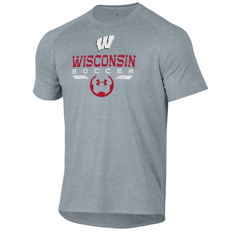 Men's Under Armour Gray Wisconsin Badgers Soccer Icon Tech T-Shirt