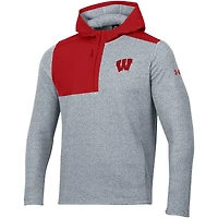 Veste à capuche quart de zip en polaire Under Armour pour hommes, grise, Wisconsin Badgers Survivor