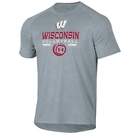 Men's Under Armour Gray Wisconsin Badgers Volleyball Icon Raglan Performance T-Shirt