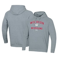 Sweat à capuche Under Armour gris Wisconsin Badgers Wrestling Arch Over pour homme