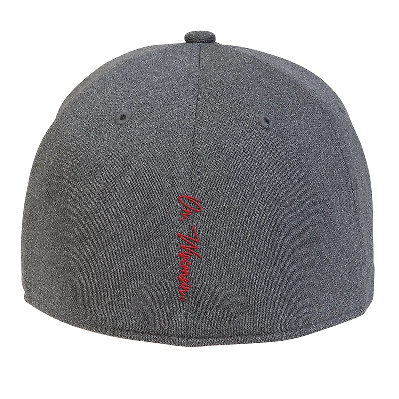 Men's Under Armour Heather Gray Wisconsin Badgers College Essentials 3.0 Blitzing Flex Hat