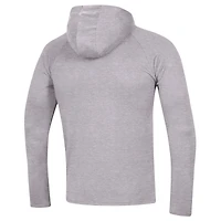Men's Under Armour  Heather Gray Wisconsin Badgers School Logo Raglan Long Sleeve Hoodie Performance T-Shirt