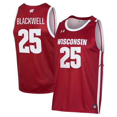 Men's Under Armour John Blackwell Red Wisconsin Badgers Replica Basketball Jersey