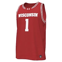Maillot de basket-ball réplique des Badgers du Wisconsin #1 rouge Under Armour pour hommes