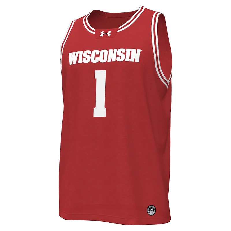 Maillot de basket-ball réplique des Badgers du Wisconsin #1 rouge Under Armour pour hommes