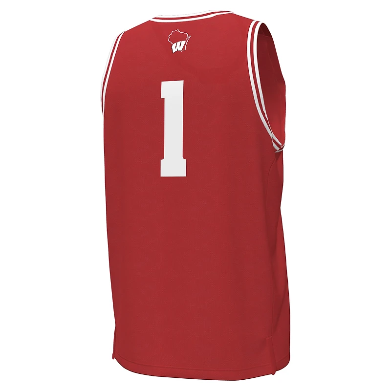 Maillot de basket-ball réplique des Badgers du Wisconsin #1 rouge Under Armour pour hommes