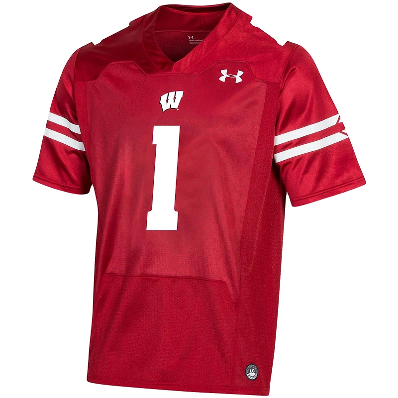 Maillot de football réplique des Badgers du Wisconsin #1 rouge Under Armour pour hommes