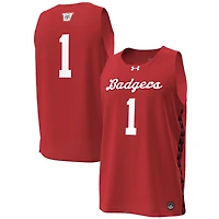 Men's Under Armour #1 Red Wisconsin Badgers Special Game Replica Basketball Jersey