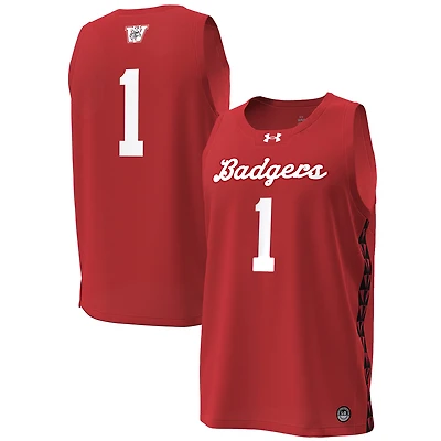 Men's Under Armour #1 Red Wisconsin Badgers Special Game Replica Basketball Jersey