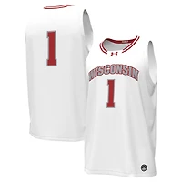Maillot de basket-ball réplique Under Armour #1 des Badgers du Wisconsin pour hommes, blanc