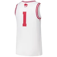 Men's Under Armour #1 White Wisconsin Badgers Replica Basketball Jersey