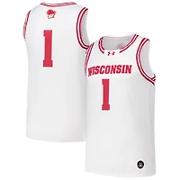 Maillot de basket-ball réplique blanc n°1 des Wisconsin Badgers d'Under Armour pour homme
