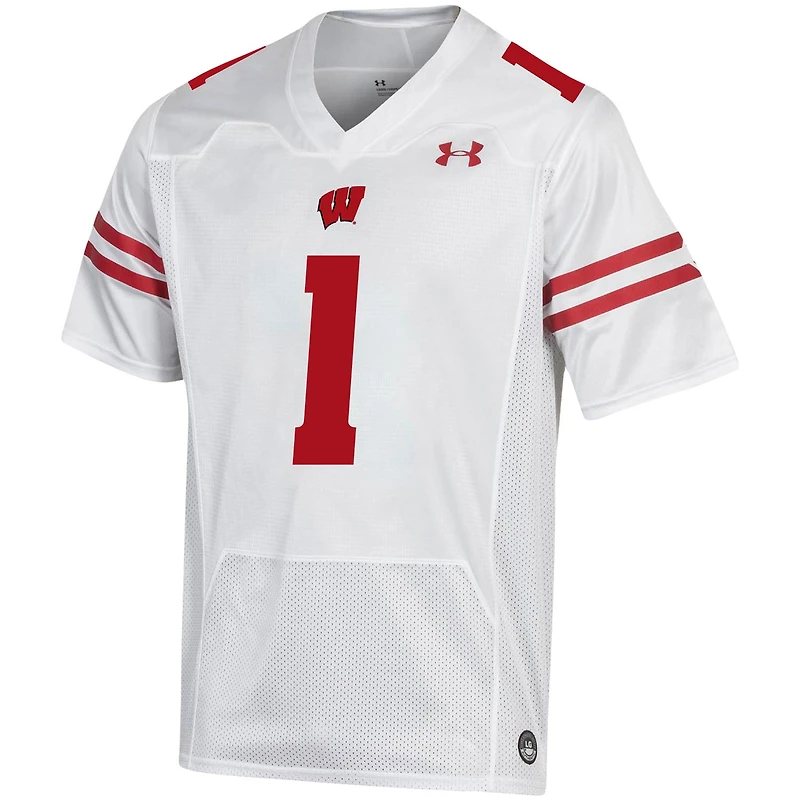 Under Armour #1 Blanc Wisconsin Badgers Réplique Maillot de Football Homme