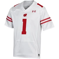 Under Armour #1 Blanc Wisconsin Badgers Réplique Maillot de Football Homme