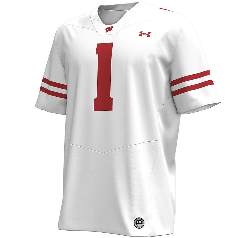 Maillot de football réplique Under Armour #1 des Badgers du Wisconsin pour hommes, blanc
