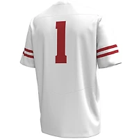 Maillot de football réplique Under Armour #1 des Badgers du Wisconsin pour hommes, blanc