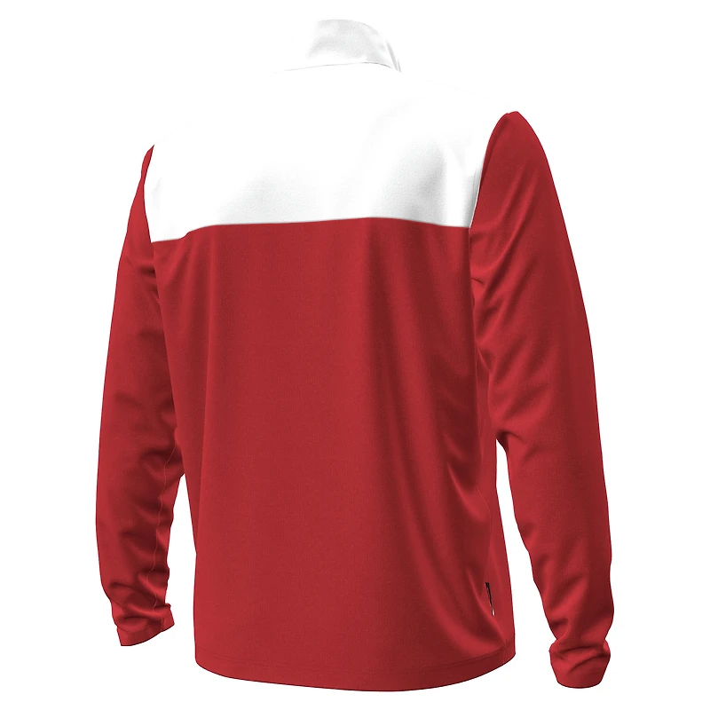 Pull à fermeture éclair quart de tour Under Armour rouge/blanc Wisconsin Badgers pour homme