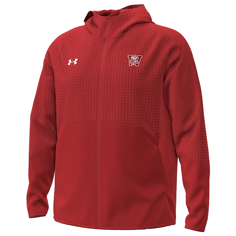Veste polaire Under Armour rouge Wisconsin Badgers 1980 Throwback Unstoppable pour homme avec fermeture éclair intégrale