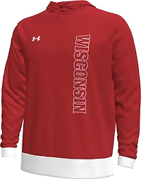T-shirt à capuche manches longues pour homme Under Armour Red Wisconsin Badgers 2024 On-Court Shootaround