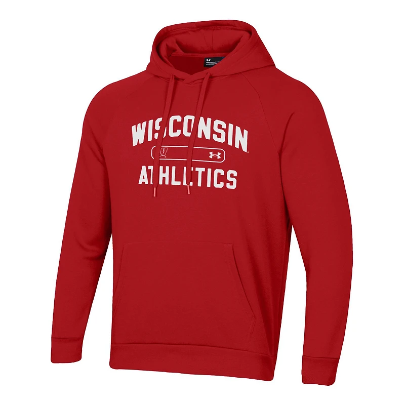 Men's Under Armour Red Wisconsin Badgers 2025 Sideline Rival Fleece Hoodie