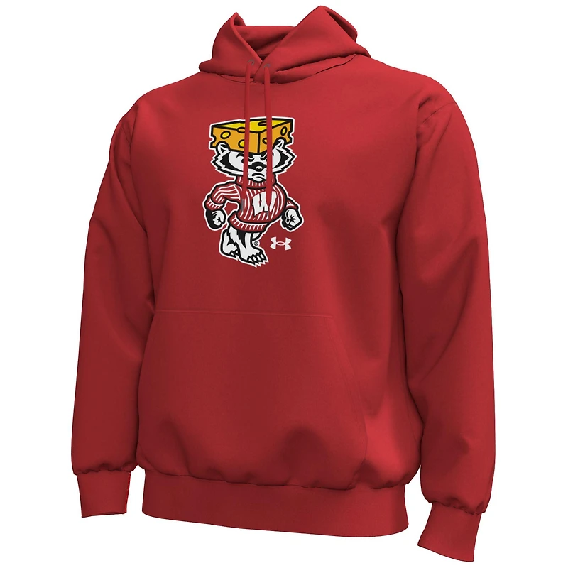 Men's Under Armour Red Wisconsin Badgers Cheesehead Bucky Icon Fleece Hoodie